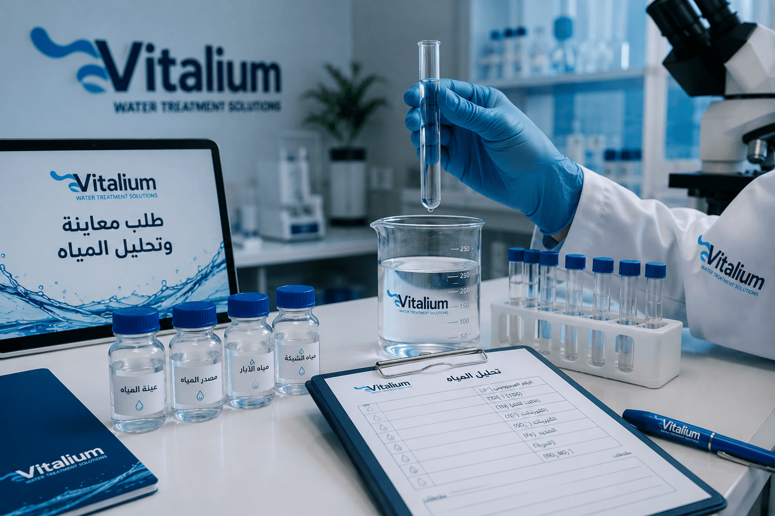 Water sample analysis inside the Vitalium lab